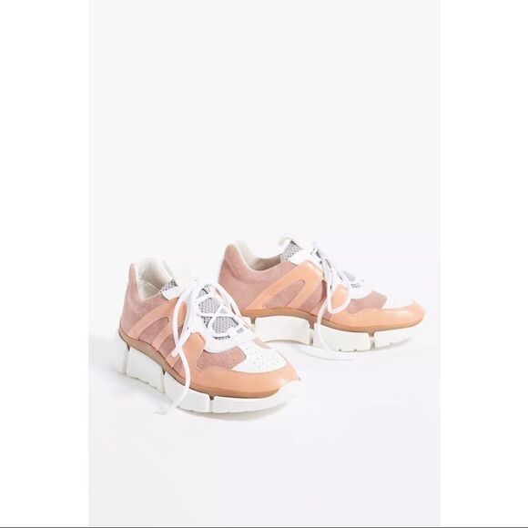 NEW Anthropologie Riley Pink Platform Lift Cushioned Hiker Sneakers Tennis Shoes - Picture 2 of 4